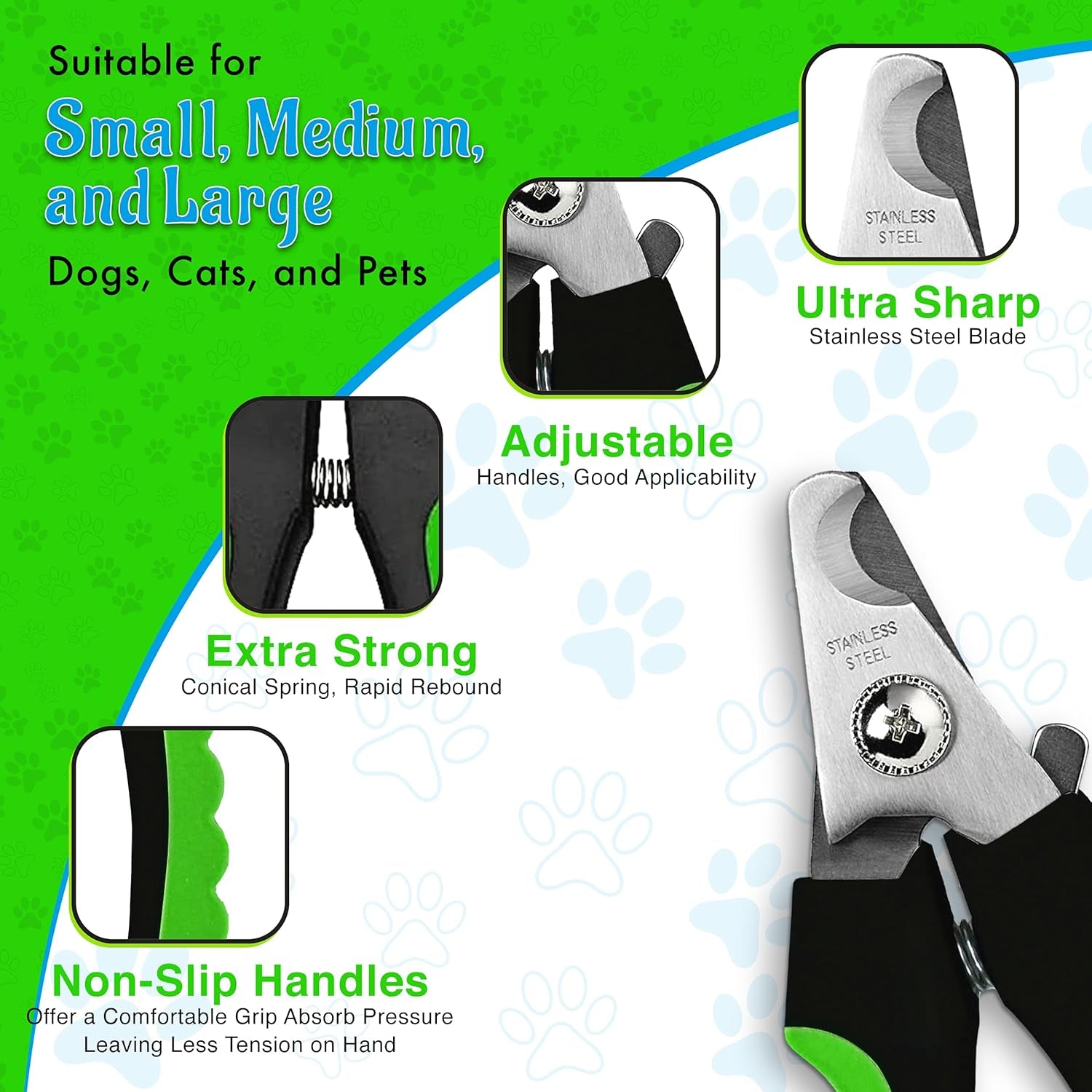 Dog Nail Clippers - Dog and Cat Pet Nail Trimmers with Nail File | Grooming Tool for Pets with Lick Mat - Professional Nail Clippers for Small Medium Large Breeds, Green